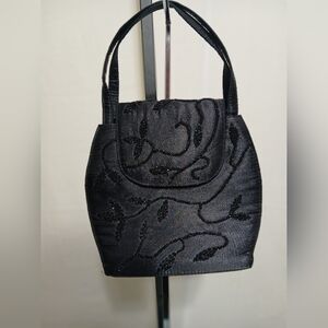 Liz Claiborne Black Beaded Sateen Bag
